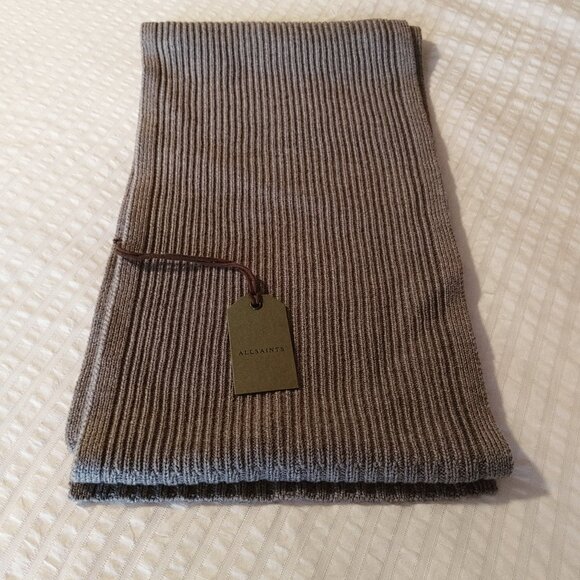 All Saints Other - NWT All Saints 100% Merino Wool Gray Marl Rib Knit Scarf
